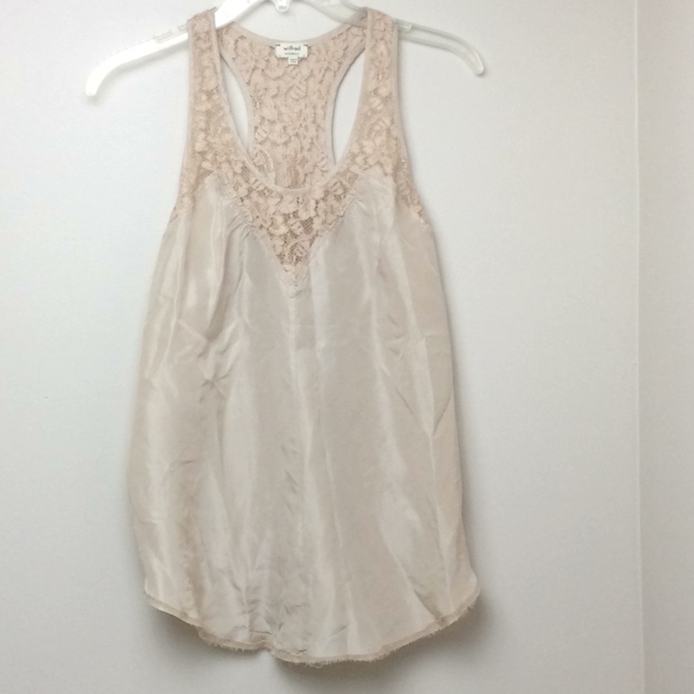 Aritzia Wilfred Nude Silk Lace Tank XXS